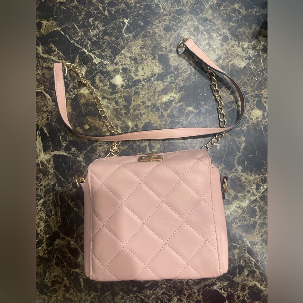 Blush pink square quilted crossbody